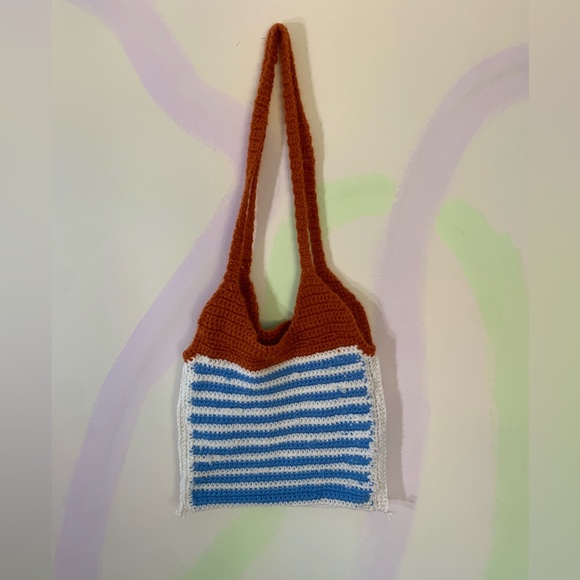 Vintage 70s Crochet Cross Body Bag - Picture 2 of 3
